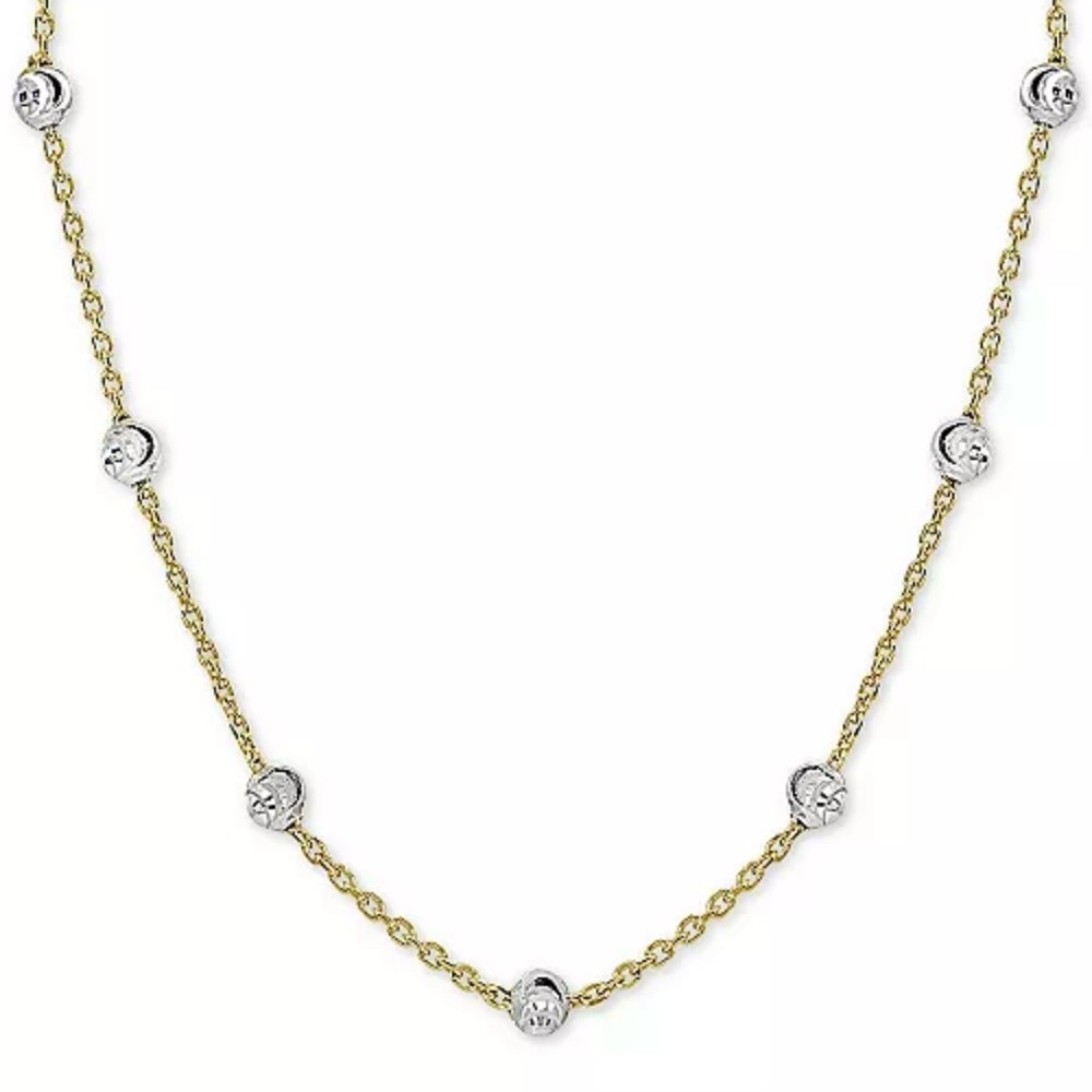 NWT New Giani  Bernini 18” Station Bead 18k Plated over Sterling Silver Necklace